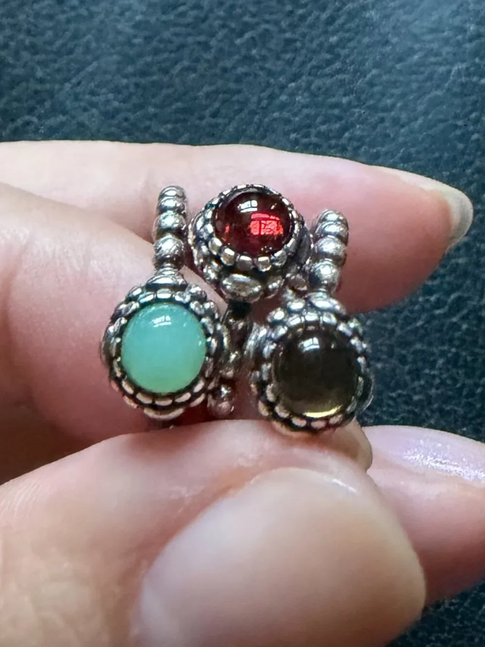 Retired Pandora Sterling Silver Gemstone Stacking Rings Set of 3 Size 6